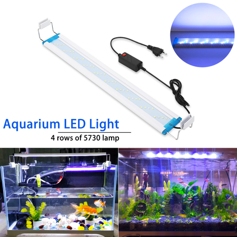 Lumière led Super mince pour Aquarium 18-71CM, Extensible et étanche, lumière bleue et blanche avec Clip pour Aquarium ► Photo 1/6