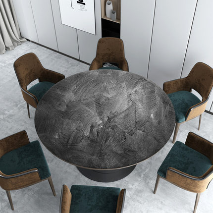 Tapis de table en marbre rond épais en pvc, imperméable, nappe cirée grise pour Table à thé ► Photo 1/4