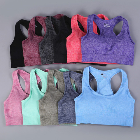 10 couleurs femmes sans couture Fitness Sport soutien-gorge en cours d'exécution entraînement Yoga soutien-gorge femme Sport entraînement vêtements de Sport haut vêtements de Sport ► Photo 1/6