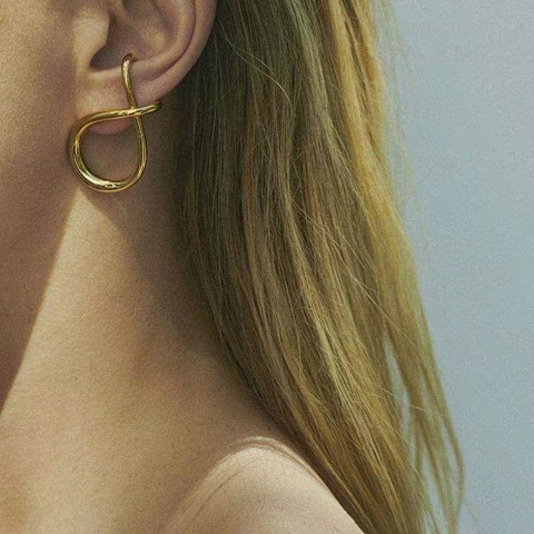 AOMU – boucles d'oreilles irrégulières en métal, couleur or torsadé et noué en croix, bijoux cadeau pour femmes, 1 pièces ► Photo 1/6