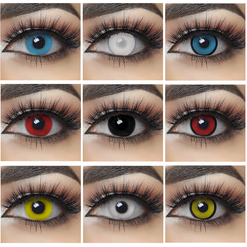 2 pièces/paire Halloween Cosplay lentilles de Contact colorées pour les yeux Anime lentilles lentilles de Contact colorées pour lentille de couleur des yeux Cosplay rouge ► Photo 1/6