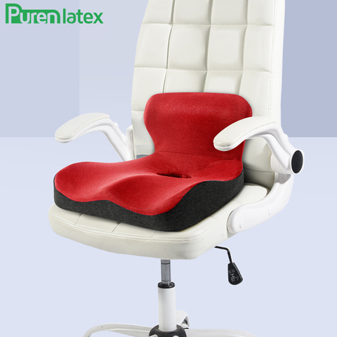 PurenLatex L forme mousse à mémoire de forme coussin de dossier de siège orthopédique Coccyx tapis d'épine dorsale hémorroïde traitement coussin lent rebond pression coussins ► Photo 1/6