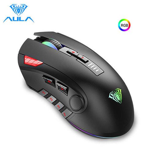 AULA H512 rvb rétro-éclairage souris de jeu 12 boutons programmation 5000 DPI optique USB filaire souris avec touches de feu pour ordinateur portable de bureau ► Photo 1/6