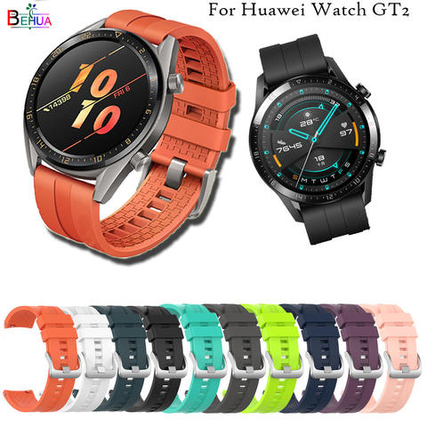 Bracelet de rechange en Silicone pour montre, sport, Huawei watch GT 2 46mm, 42mm 46mm, pour montre connectée, 22mm ► Photo 1/6