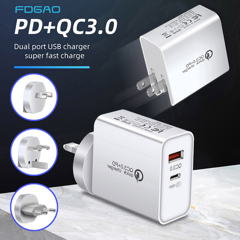 FDGAO – chargeur USB PD 36W Quick Charge 3.0 Type C pour téléphone Portable, adaptateur pour iPhone 12 11 Pro Samsung Xiaomi ► Photo 1/6
