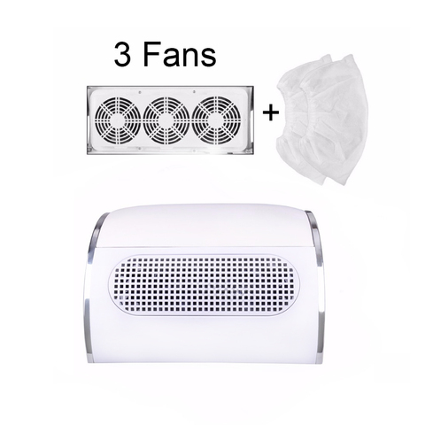 Aspirateur de beauté pour ongles, 60W, appareil de nettoyage de poussière de beauté, grande taille, avec 3 ventilateurs, 2 sacs, prise EU/US, outil de Salon ► Photo 1/6