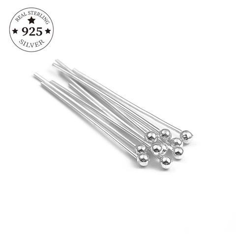 Épingles de tête en argent Sterling 925, 15 20 25 30 35mm, aiguilles pour fabrication d'accessoires pour bijoux à bricoler soi-même ► Photo 1/4