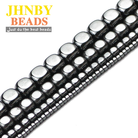 JHNBY-Cube carré noir en hématite, pierres naturelles de 2/4/6/8mm, perles amples, pour la fabrication de bijoux, de bracelets, accessoires collier à faire soi-même ► Photo 1/6