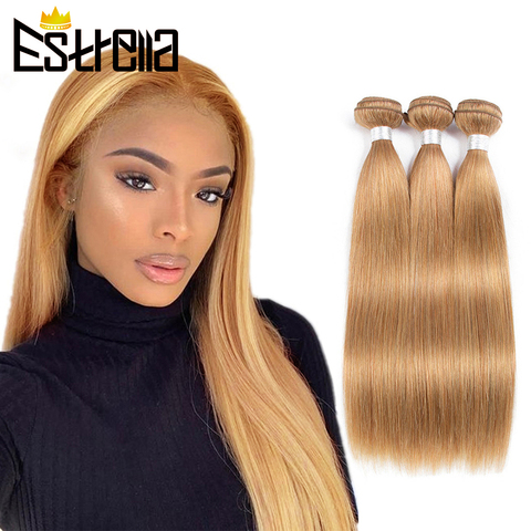 Tissage en lot péruvien naturel Remy lisse blond miel-Estrella | 100% cheveux humains, extension capillaire 27 couleurs ► Photo 1/6