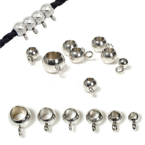 10 pièces en acier inoxydable grand trou Bail perles pendentif fermoir suspendu connecteur en cuir corde corde accessoires pour la fabrication de bijoux bricolage ► Photo 1/6