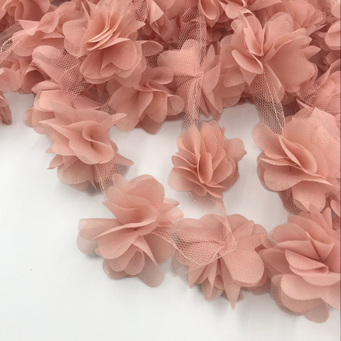 Fleurs 3D en mousseline de soie, 24 pièces, grappe de fleurs, décoration de robe en dentelle, tissu en dentelle, Applique, coupe, fournitures de couture ► Photo 1/6