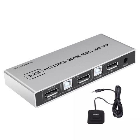 Commutateur USB KVM DP 2*1 4K 8K 60HZ commutateur KVM DP Displayport 2 en 1 pour deux hôtes pour partager le moniteur souris imprimante clavier ► Photo 1/6