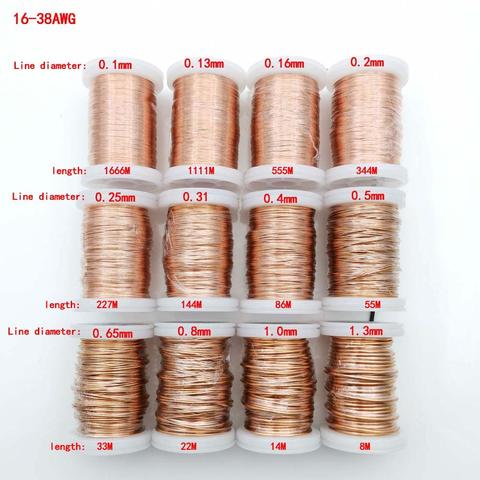 Rouleau de fil électromagnétique en cuivre émaillé polyuréthane 100 g/rouleau, 0.1 à 1.3mm QA-1/155 2UEW pour fil de transformateur, bobine d'inductance ► Photo 1/6