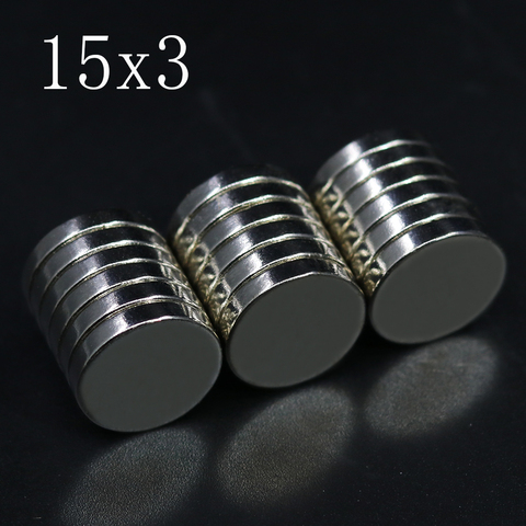 5/10/20/50/100 Pcs 15x3 aimant néodyme 15mm x 3mm N35 NdFeB rond Super puissant fort disque imanes magnétique Permanent 15x3 ► Photo 1/6