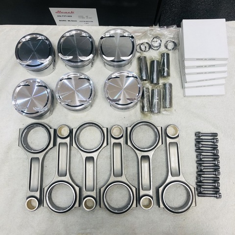 Pistons forgés avec broches et anneaux et cônes avec boulons, meilleure qualité, pour Toyota gopro 2JZ GTE 86mm/86.5mm/87mm CR 9.0:1 142mm ► Photo 1/6