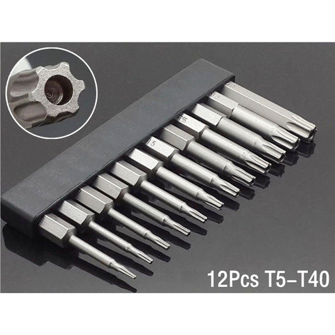 50mm 8 pièces ou 12 pièces ensemble de sécurité inviolable tournevis magnétique perceuse peu tournevis tournevis tête plate hexagonale Torx 1/4 