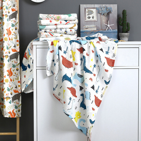 Nouveau-né Swaddle couverture bébé deux couches mousseline 100% coton 110*120cm doux nouveau-né bain gaze écharpe pour bébé sac de nuit poussette couverture ► Photo 1/6