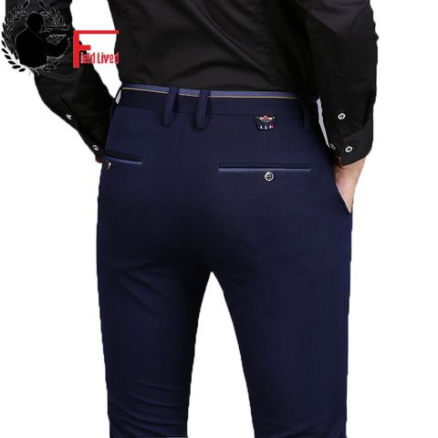 Robe Non à repasser, pantalon classique pour homme, mode Business Chino, coupe Slim, élastique, Long, noir, printemps 2022 ► Photo 1/6