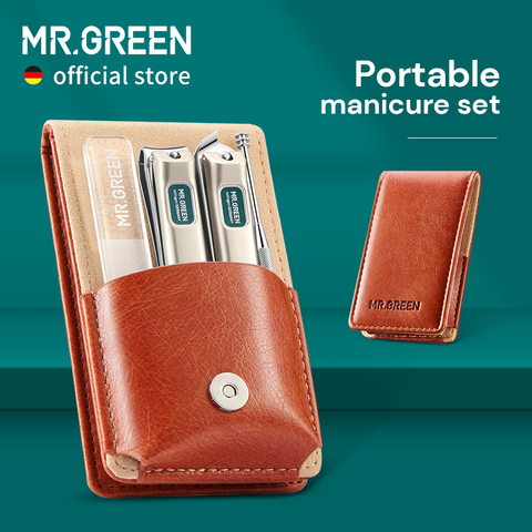 Ensemble de manucure Portable MR.GREEN kit de pédicure outil de coupe-ongles en acier inoxydable étui de toilettage de voyage coffret cadeau ensemble de ciseaux à ongles ► Photo 1/5