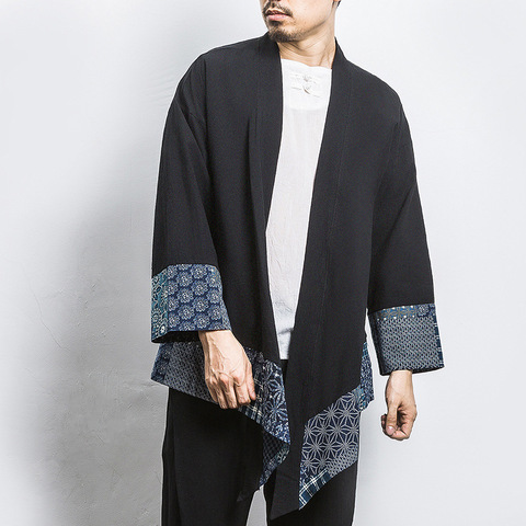 Kimono décontracté pour hommes, Cardigan, grande taille 4XL 5XL, Robe Yukata Haori Obi, manches longues, japonais, vêtements de samouraï ► Photo 1/5