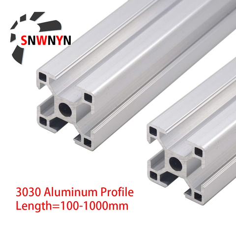 2 pièces 3030 profilé aluminium norme européenne 100 500 1000 1200mm anodisé Extrusion 3030 Rail linéaire pour CNC pièces d'imprimante 3D ► Photo 1/6