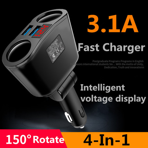 Adaptateur allume-cigare 3,1a, chargeur USB pour voiture 12-24V SUV véhicule tout-terrain pour téléphone MP3 DVR accessoires ► Photo 1/1