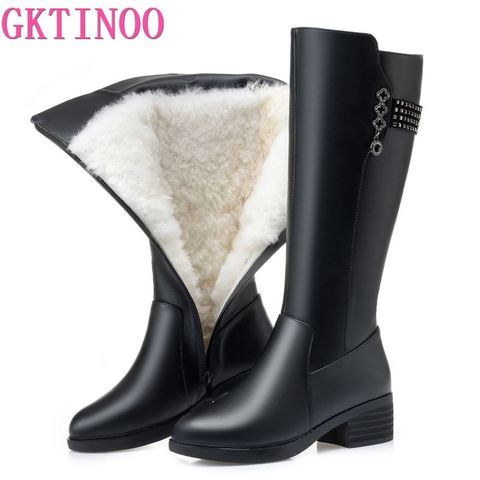 GKTINOO-bottes en cuir véritable pour femmes, chaussures de neige pour femmes, grandes tailles 35 à 43, épaisses, nouvelle collection d'hiver 2022 ► Photo 1/6