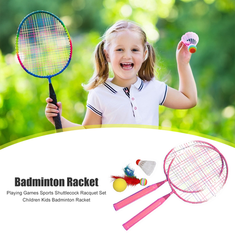 Raquette de Badminton pour enfants, volant avec balle, intérieur et extérieur, équipe, jeux, jouets ► Photo 1/6