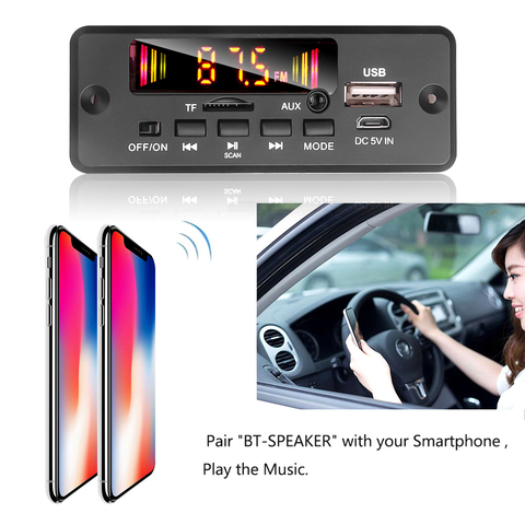 Autoradio Bluetooth 5.0, lecteur Mp3, carte décodeur 5V 32V, sans fil, récepteur Audio, Module FM, USB, 3.5MM, AUX, universel ► Photo 1/6