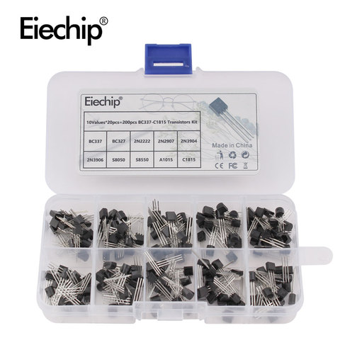 Kit de Transistors TO-92, BC337 BC327 2N2222 2N2907 2N3904 2N3906 S8050 S8550 A1015 C1815 10 valeurs * 20 pièces = 200/ensemble ► Photo 1/5