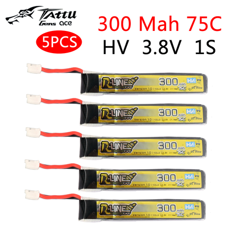 5 pièces TATTU Lipo batterie 300mAh 3.8V 75C 1S avec connecteur PH2.0 pour RC FPV course Drone quadrirotor ► Photo 1/4