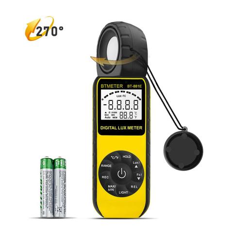 Btmètre BT-881E mesure de l'éclairement numérique, lumières à capteur rotatif Lux 0.01 ~ 300,000 pour plantes, lumières LED, etc ► Photo 1/6