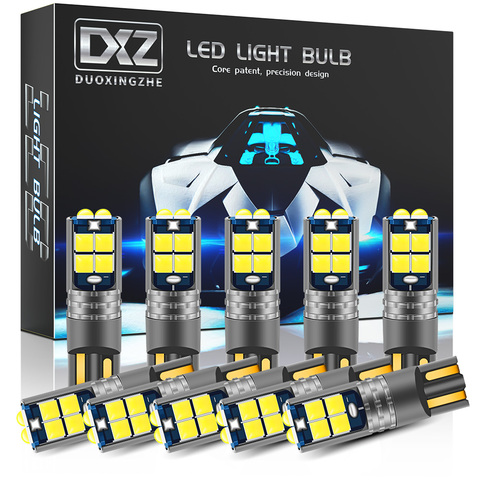 DXZ-10 pièces T10 LED ampoule de voiture W5W Canbus 168 194 6000K 3030 10-SMD, blanc, lumière à dôme intérieur de voiture, éclairage de stationnement, 12V ► Photo 1/6