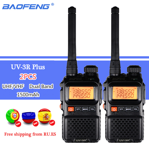 BAOFENG – talkie-walkie Portable sans fil double bande UV-3R Plus, Intercom FM UV3R + émetteur-récepteur Radio amateur UV 3R, Radio bidirectionnelle, 2 pièces ► Photo 1/6