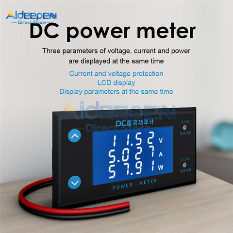 DC 0-200V 10A LCD affichage haute précision voltmètre ampèremètre détecteur de puissance tension courant compteur testeur ► Photo 1/6