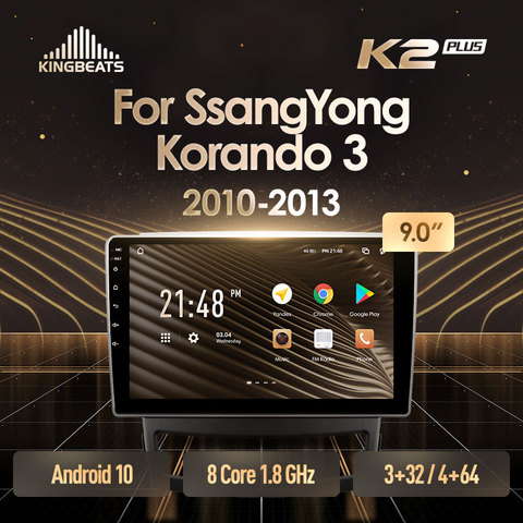 KingBeats Android 10 octa-core unité de tête HU 4G en tableau de bord autoradio multimédia lecteur vidéo Navigation GPS pour SsangYong Korando 3 Actyon 2 2010 - 2013 aucun dvd 2 din Double Din Android autoradio 2din ► Photo 1/6