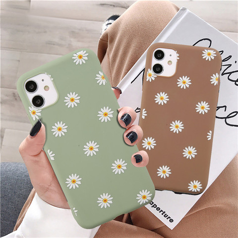 Ottwn coloré Daisy fleurs coque de téléphone pour iPhone 12 Pro Max 11 Pro Max X XR XS Max 7 8 6 6s Plus SE 2022 souple couverture arrière en TPU ► Photo 1/6