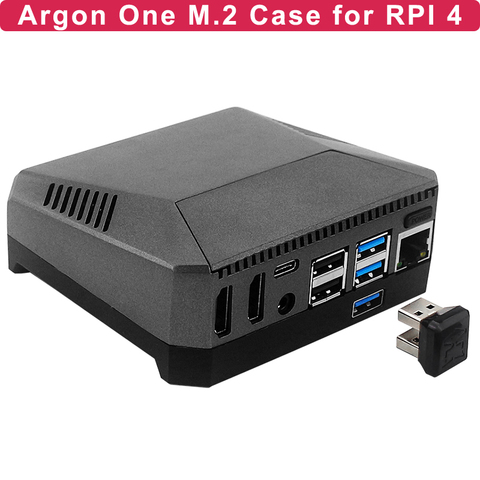 Argon One – boîtier en aluminium pour Raspberry Pi 4 modèle B, SSD SATA vers carte USB 3.0, coque de ventilateur de refroidissement intégrée ► Photo 1/6