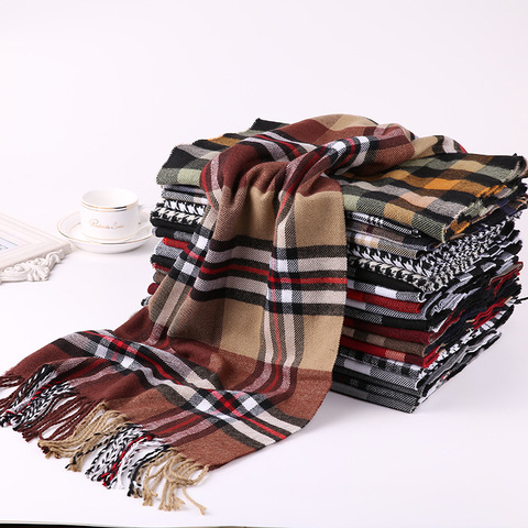 Mode hiver écharpe femmes chaud Plaid écharpe hommes cachemire foulards pashmina Tippet longue châle couverture pour emmailloter livraison directe ► Photo 1/6