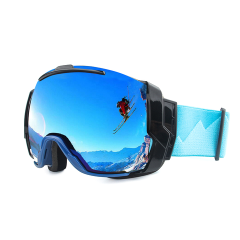 Lunettes de Ski UV400 Anti-buée avec lentille de jour ensoleillé et Options de lentille de jour nuageux, lunettes de soleil de Snowboard portent sur les lunettes Rx ► Photo 1/6