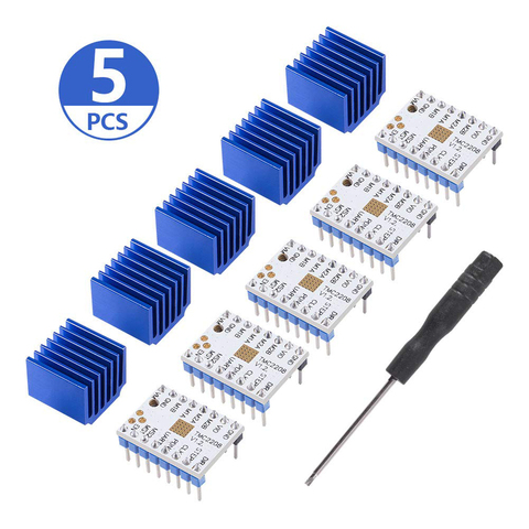 Dissipateur thermique 5 pièces pour contrôleur d'imprimante 3D, moteur pas à pas, 5 pièces TMC2208 V1.2, cartes mères Reprap Ramps1.4 MKS Prusa i3 Ender-3 Pro ► Photo 1/6