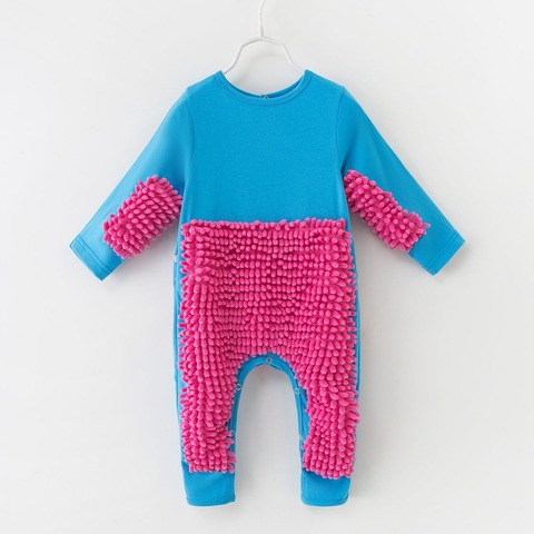 Bébé garçons filles nettoyage vadrouille barboteuse bébé vadrouille vêtements à manches longues ramper vêtements combinaison coton infantile vadrouille costume ► Photo 1/6