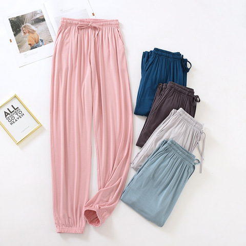 Pantalon japonais pour femme, nouveau style, vêtement de maison, slim, modal, ample, grande taille, couleur unie, printemps et été ► Photo 1/6