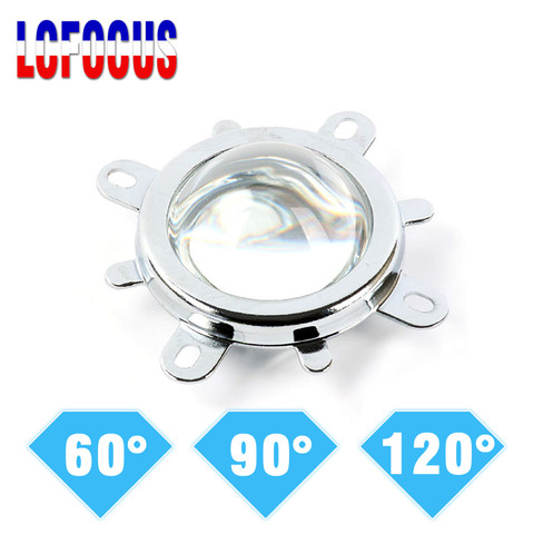 Verre optique à lentille, 60 90 120 degrés, LED degrés 44mm + collimateur à réflecteur + support fixe pour puce haute puissance 20W 30W 50W 100W COB ► Photo 1/6