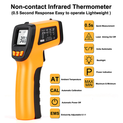 RZ – thermomètre infrarouge numérique à main avec fonction de réglage, capteur infrarouge-58 ℉-1022 ℉, contrôleur de température, pistolet ► Photo 1/6