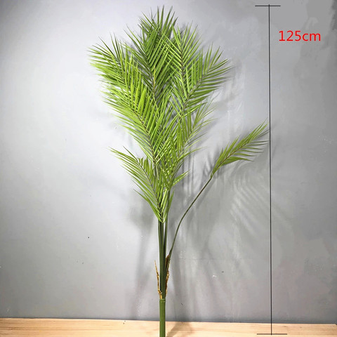 125cm11 feuilles artificielles grand palmier Rare vert réaliste plantes tropicales intérieur en plastique grand pot maison hôtel bureau déco ► Photo 1/6