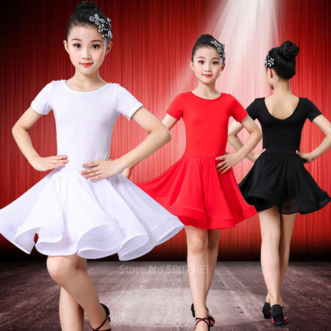 Robe Tango pour filles, Costume de bal pour enfants, noir et rouge, vêtements de scène ► Photo 1/6