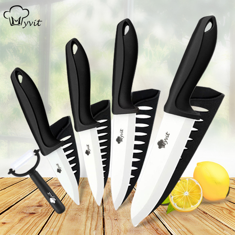 Ensemble de couteaux en céramique 3 4 5 6 pouces, ensemble de couteaux de cuisine pour fruits et légumes, couteaux de Chef à lame blanche en Zirconium ► Photo 1/6