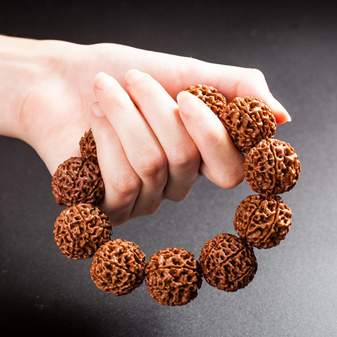 Bracelets de perles Rudraksha pour hommes, bijoux naturels, amulettes, de méditation religieuse, bouddha, Bracelets pour femme ► Photo 1/6