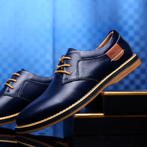 Cuir véritable adulte de haute qualité chaussures hommes décontractées de luxe Style italien grande taille angleterre chaussures d'affaires chaussures de confort décontractées ► Photo 1/6